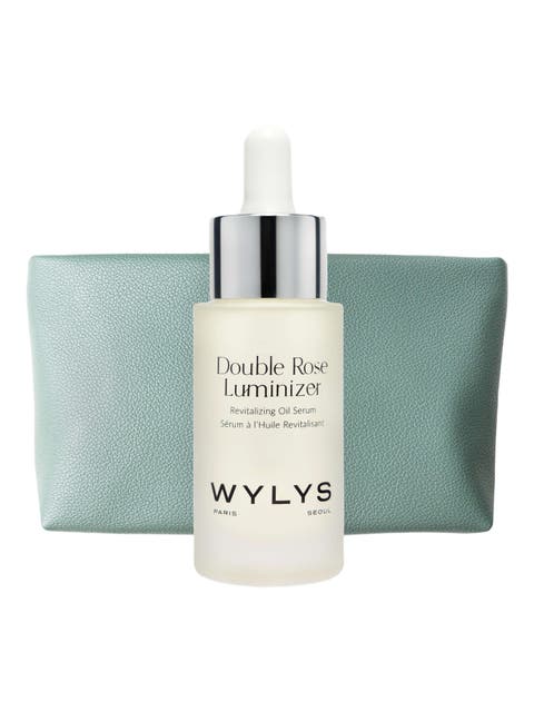 Double Rose Luminizer & Sage Verte Makeup Bag