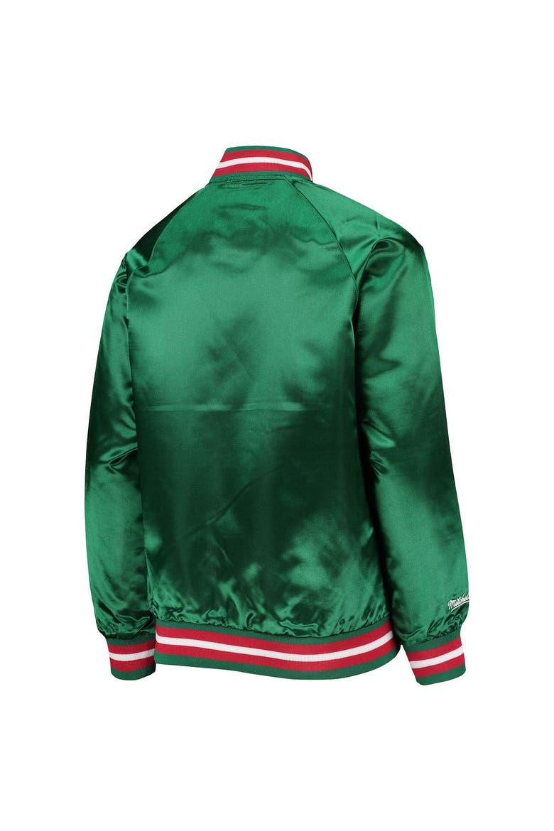 Youth Mitchell & Ness Green Milwaukee Bucks Hardwood Classics Satin Raglan Full-Snap Jacket, Alternate, color, HUNTER GREEN