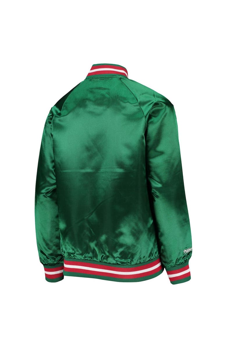 Mitchell & Ness Youth Mitchell & Ness Green Milwaukee Bucks Hardwood Classics Satin Raglan Full-Snap Jacket, Alternate, color, Hunter Green