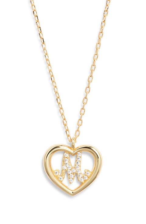 Heart Cubic Zirconia Initial Pendant Necklace