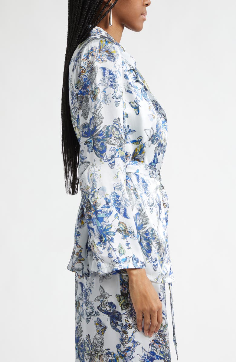 L'AGENCE Ciara Silk Wrap Jacket, Alternate, color, Gray Multi Watercolr