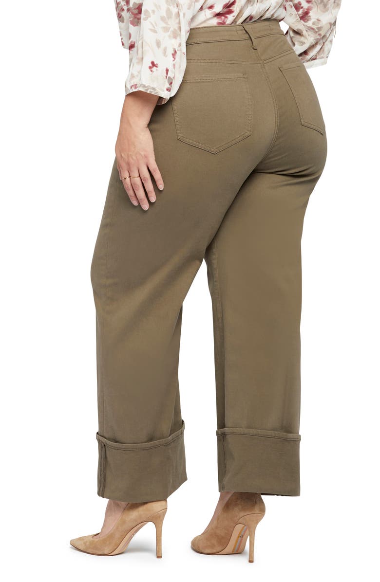 NYDJ Teresa Deep Cuff Wide Leg Jeans, Alternate, color, Ripe Olive
