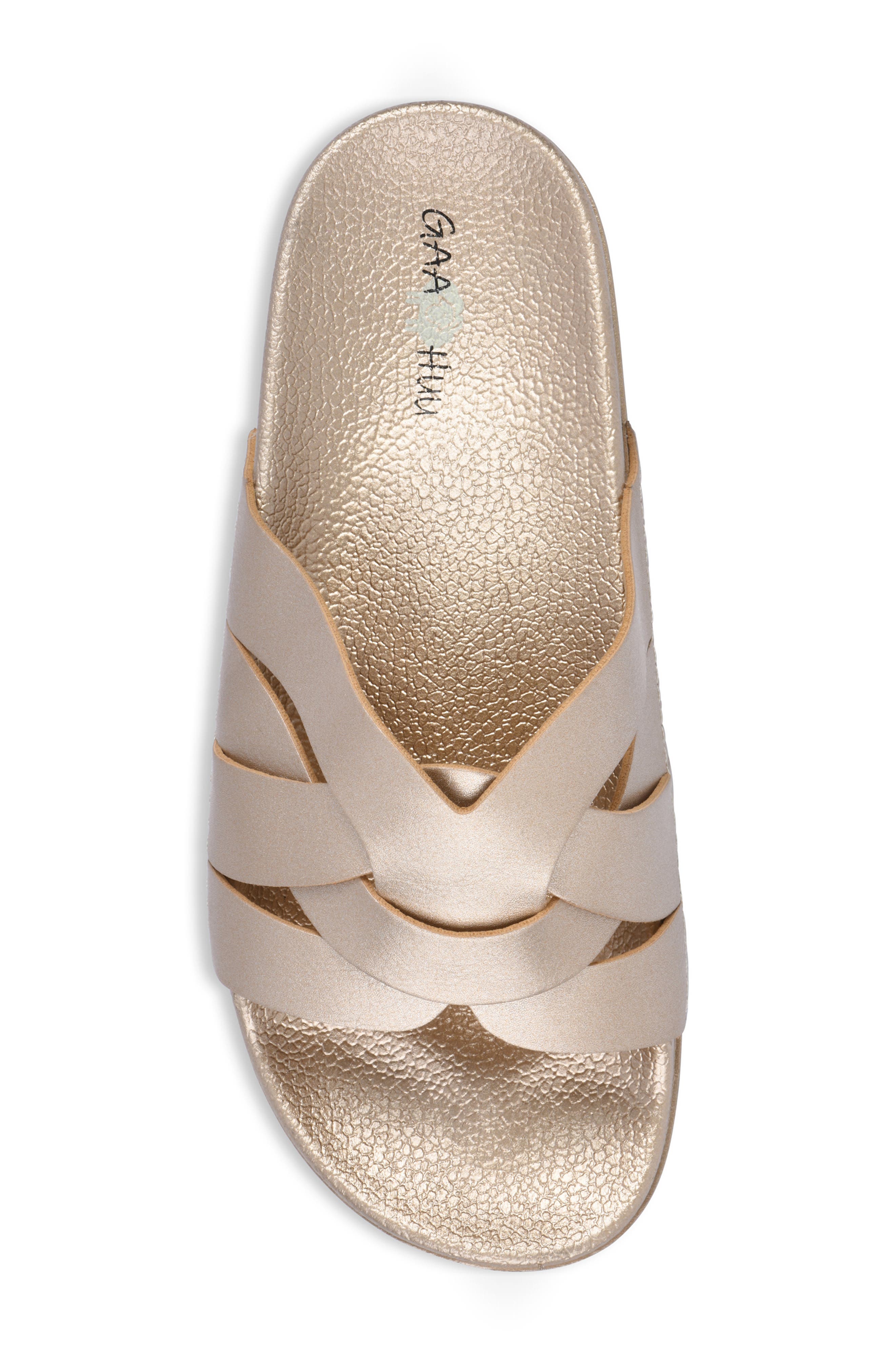 Crisscross Strap Slide Sandal, Alternate, color, GOLD