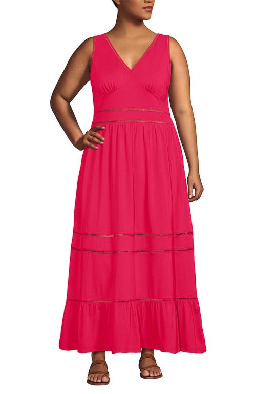 LANDS' END LANDS' END COTTON MODAL EMBELLISHED TRIM MAXI DRESS 