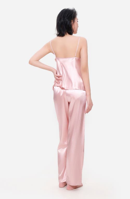 Lechery ® Lustrous Silky Shiny Satin 2-piece Pajama Set In Pink