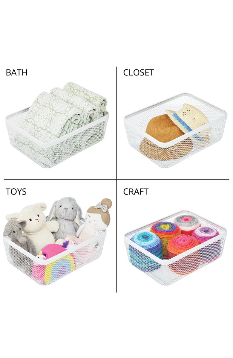 mDesign Metal Mesh Pantry Basket for Kitchen Storage - Set of 2 - White, Alternate, color, White