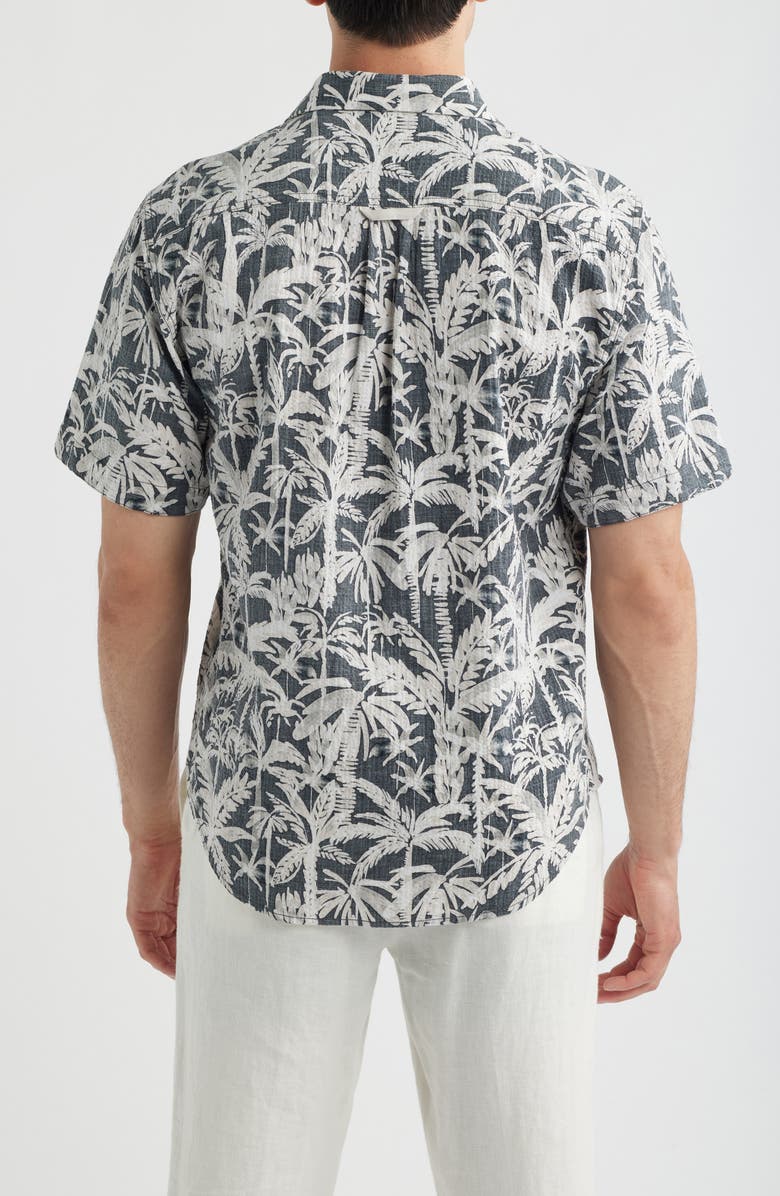 Tommy Bahama Nova Wave Nero Palms Short Sleeve Seersucker Button-Up Shirt, Alternate, color, Black