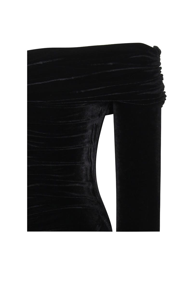 Miss Circle Ashton Off Shoulder Velvet Long Sleeve Bodycon Dress, Alternate, color, Black