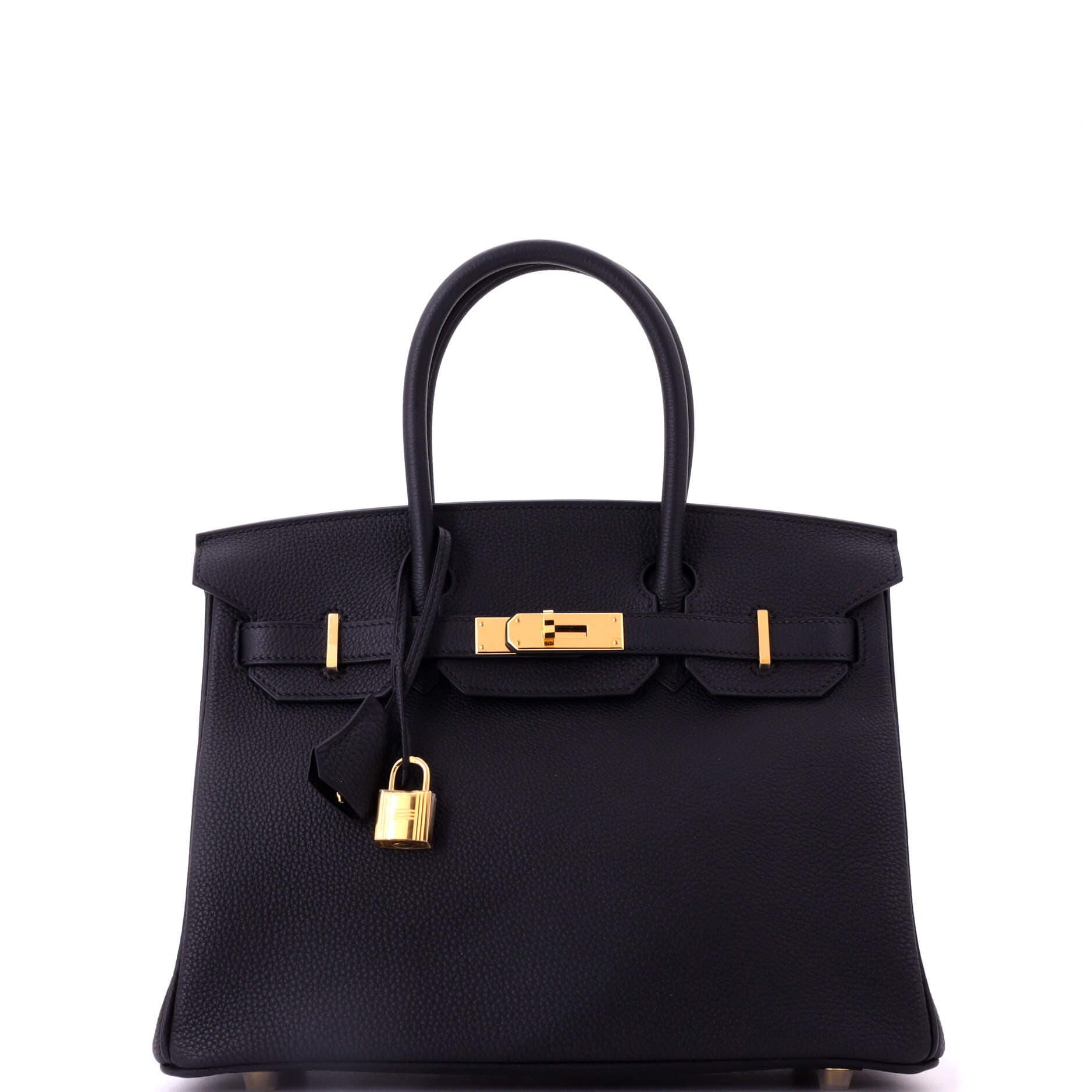 Pre-Owned Hermes Birkin Handbag Black Togo with Gold Hardware 30, Main, color, Noir