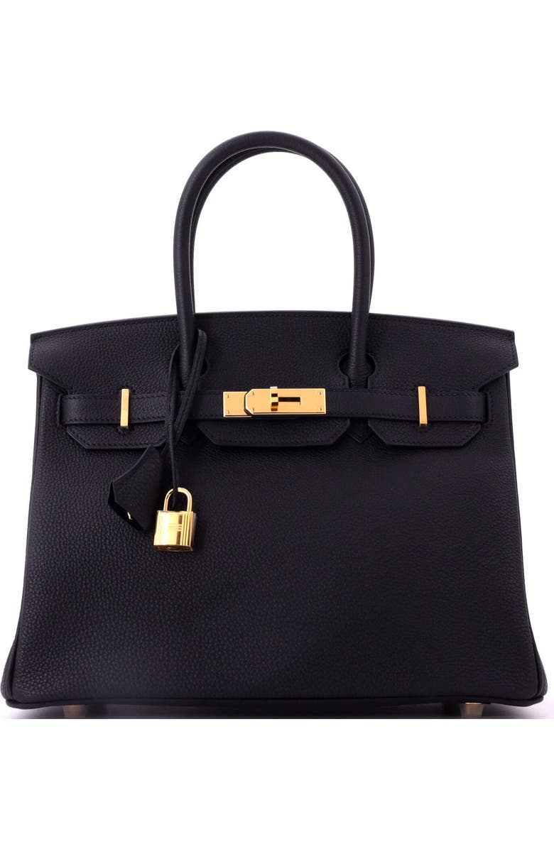 Pre-Owned Hermes Birkin Handbag Black Togo with Gold Hardware 30, Main, color, Noir