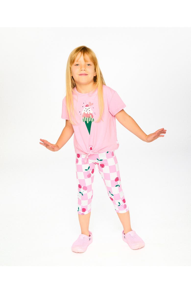 Deux par Deux Organic Cotton Jersey Ice Cream T-Shirt with Tie at Waist, Alternate, color, Pink