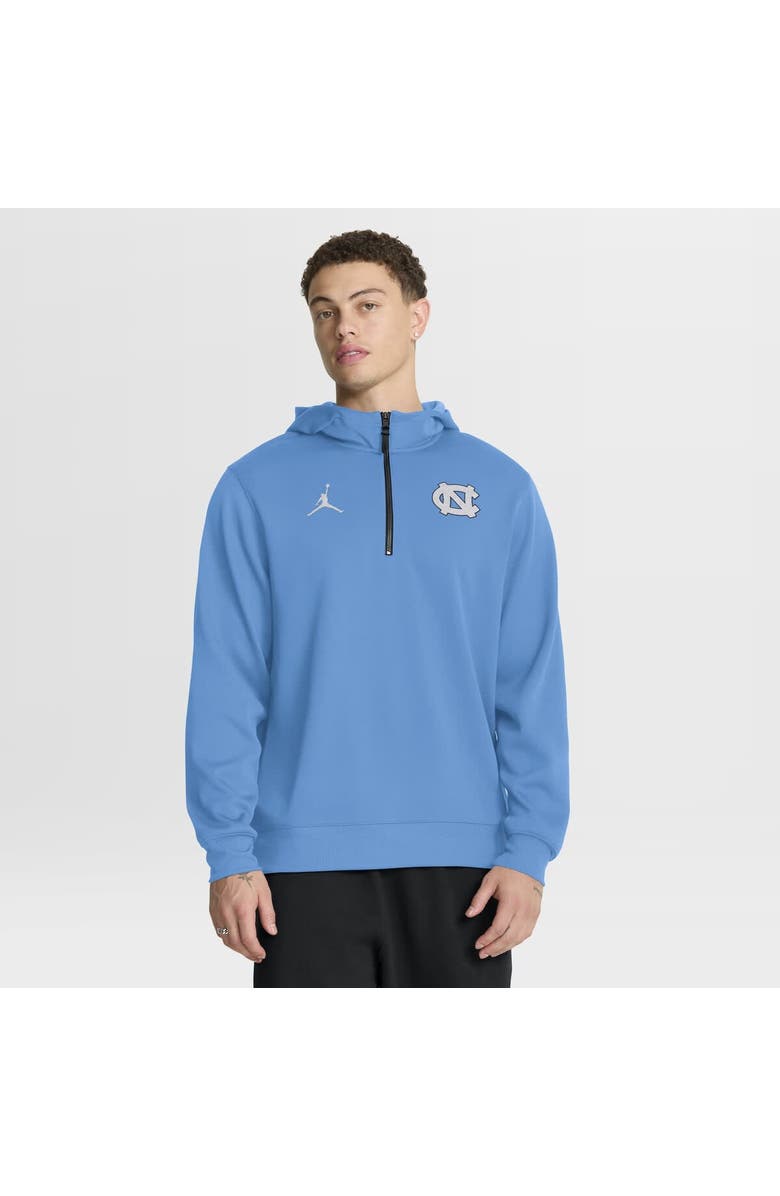 Jordan Brand Men's Jordan Brand Carolina Blue North Carolina Tar Heels 2025 Coaches Premium Dri-FIT Quarter-Zip Hoodie, Main, color, Light Blue