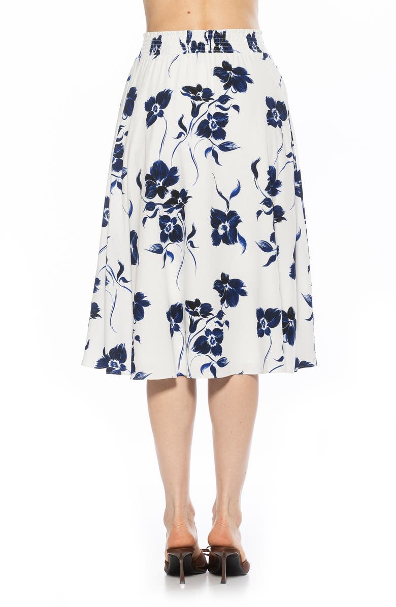 Alexia Admor Kliene Floral Smocked A-Line Skirt, Alternate, color, Ivory Floral