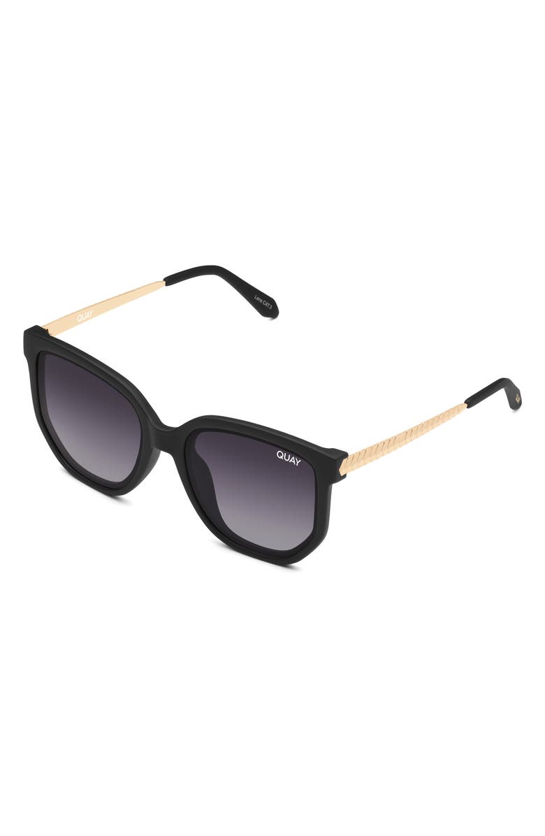 QUAY Coffee Run 53mm Polarized Sunglasses, Alternate, color, Black / Smoke