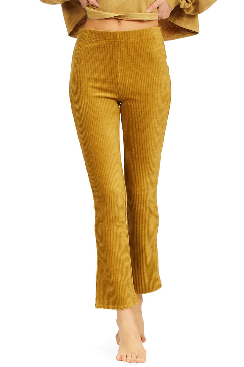 x Sincerely Jules Hit A Cord Flare High Waist Corduroy Pants, Main, color, OLIVE MOSS
