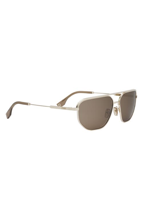 Fendi Travel 61mm Rectangular Sunglasses In Gold/brown