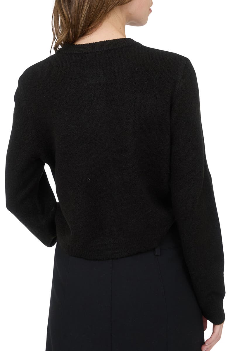 Blu Pepper Ribbon Button Crop Cardigan, Alternate, color, Black