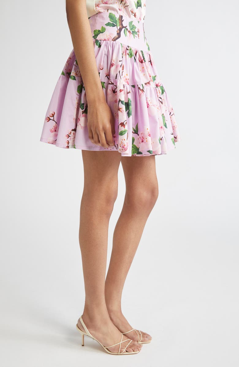 Oscar de la Renta Cherry Blossom Poplin Miniskirt, Alternate, color, Pink/ Lily