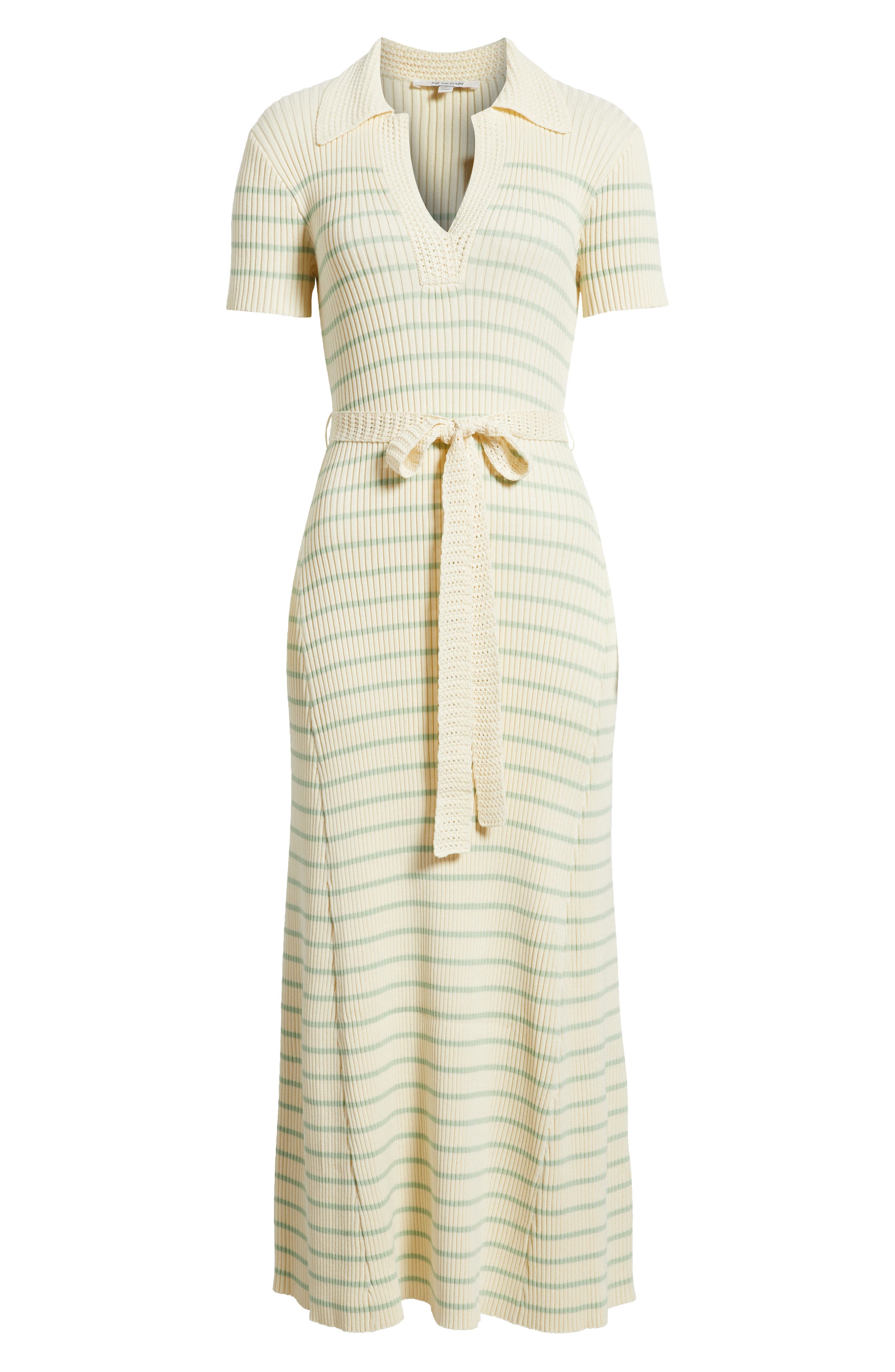 ribbed polo sweater-dress with jewel buttons PAIGE Olie Dress in Cream