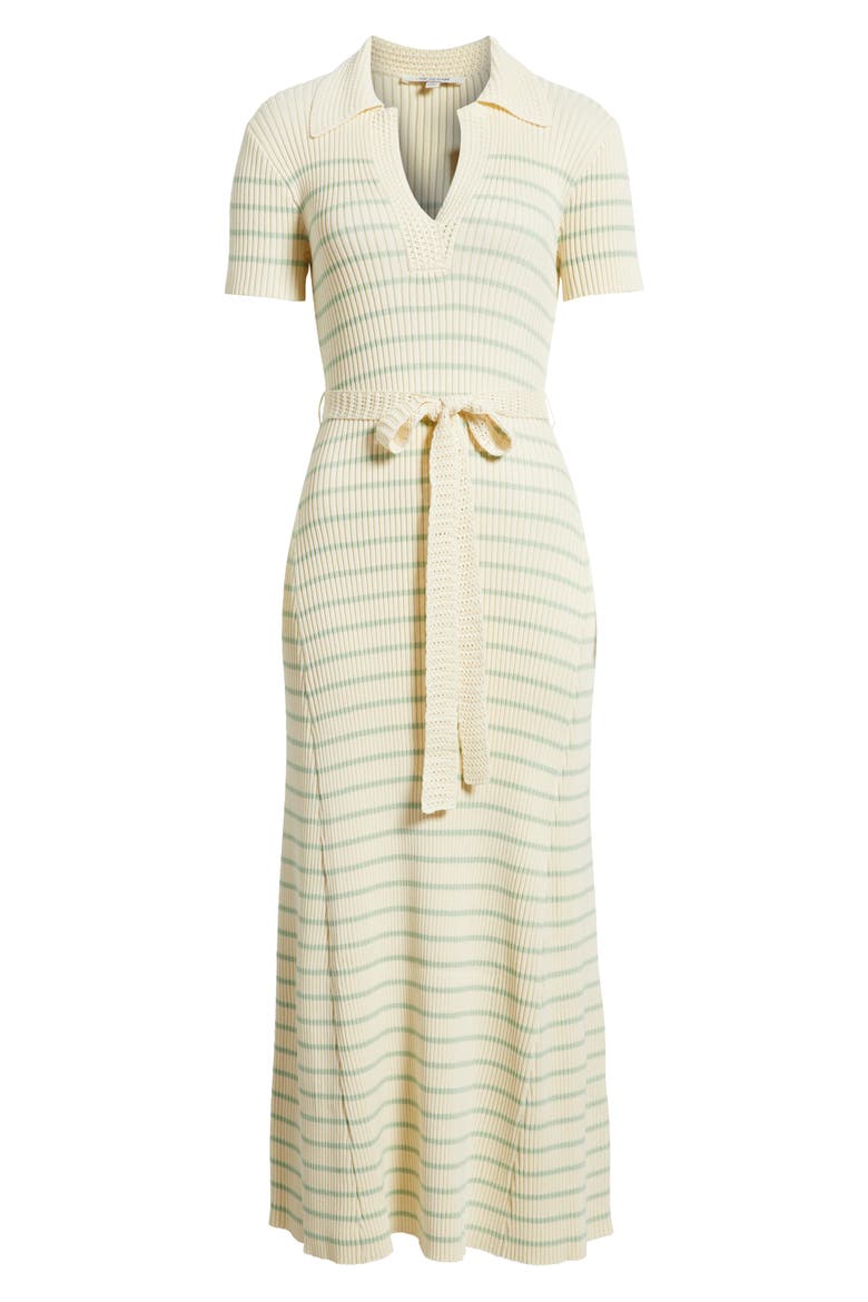 Stripe Ribbed Polo Sweater Dress, Alternate, color, IVORY/ MINT