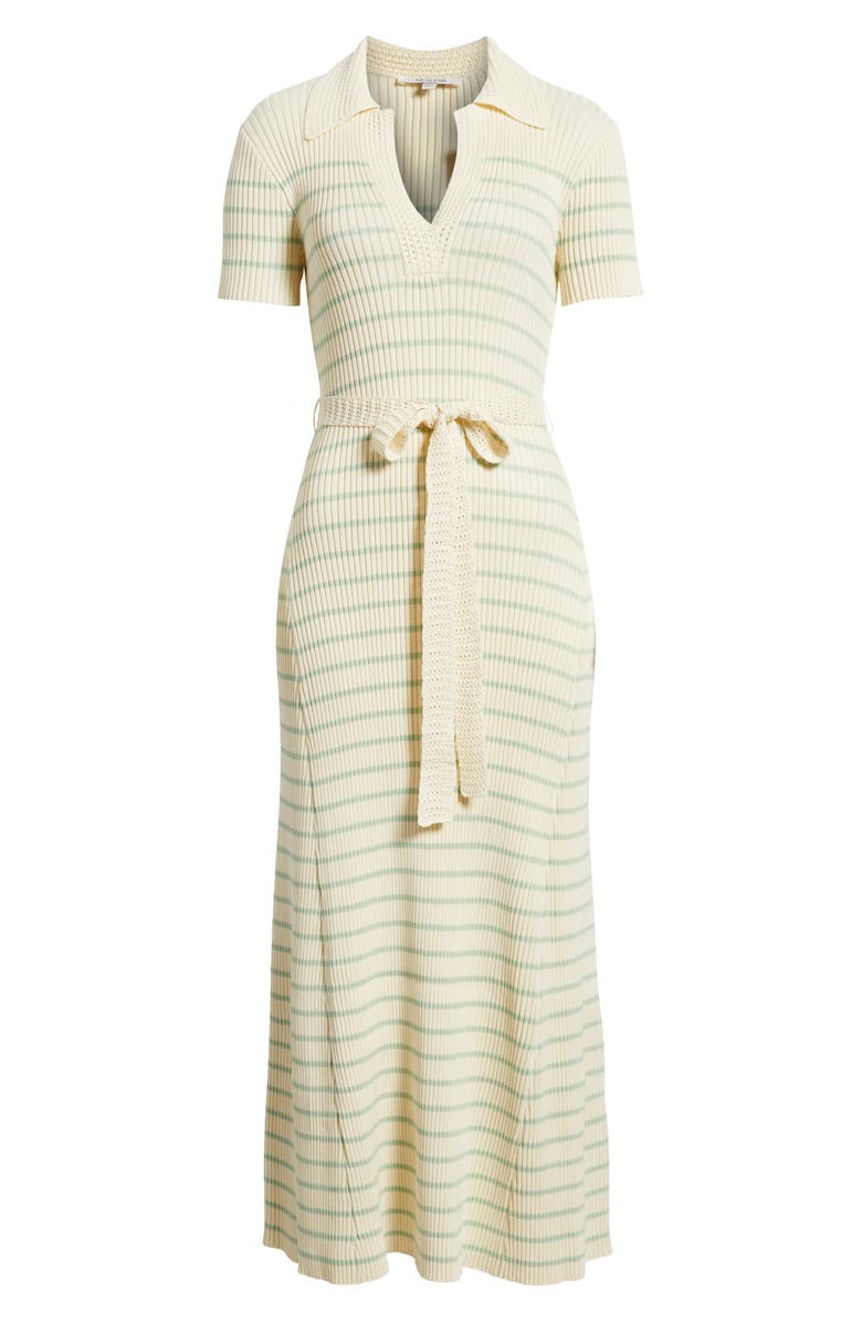 ZOE AND CLAIRE Stripe Ribbed Polo Sweater Dress, Alternate, color, Ivory/ Mint