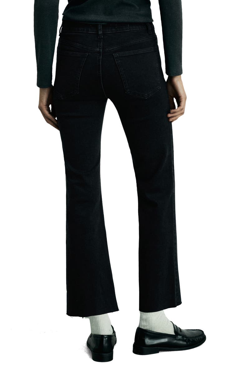 MANGO Raw Hem Crop Flare Jeans, Alternate, color, Black Denim