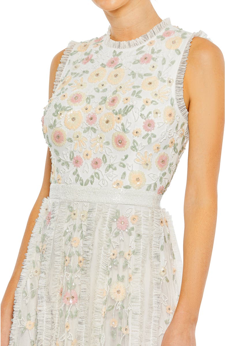 Mac Duggal Embellished High Neck Sleeveless Ruffled Gown, Alternate, color,