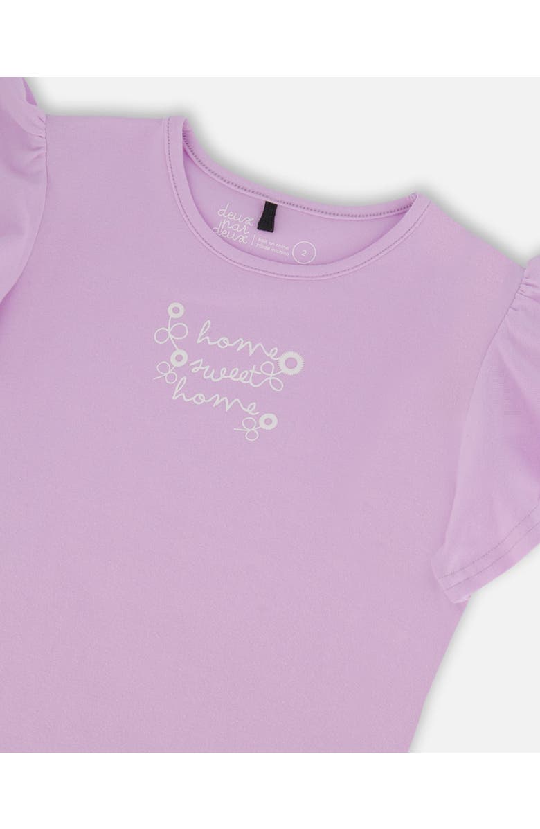 Deux par Deux Little Girl's Flutter Sleeve Top With Print Lilac, Alternate, color, Lilac