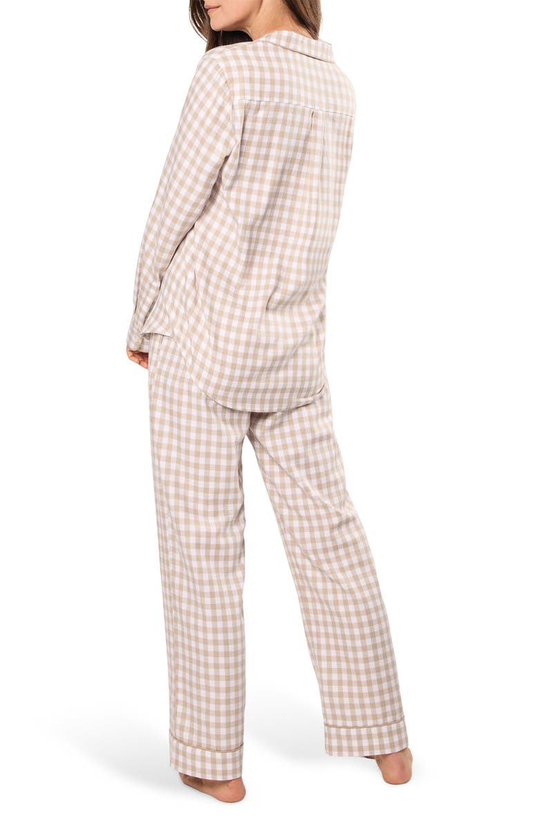 Petite Plume Gingham Cotton Pajamas, Alternate, color, Beige