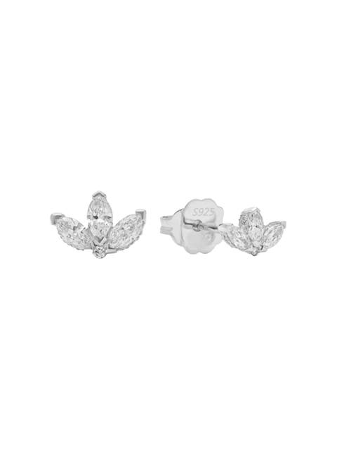 Solis Golden Blossom Stud Earrings with Cubic Zirconia