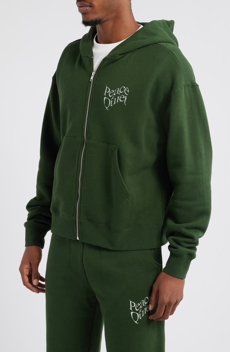 Museum of Peace & Quiet Warped Logo Pigment Dyed Zip Hoodie, Alternate, color, 