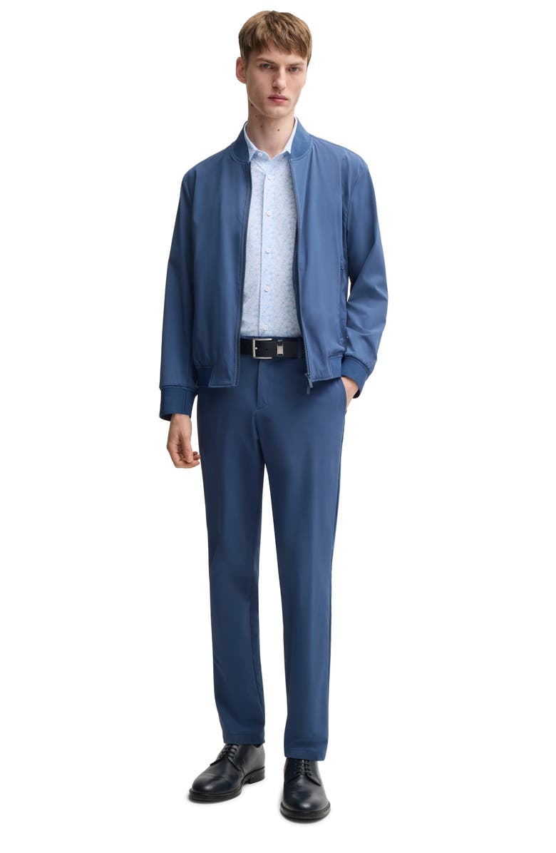 BOSS Roan Floral Short Sleeve Stretch Button-Up Shirt, Alternate, color, Light Blue