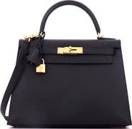 Pre-Owned Hermes Kelly Handbag Black Epsom with Gold Hardware 28