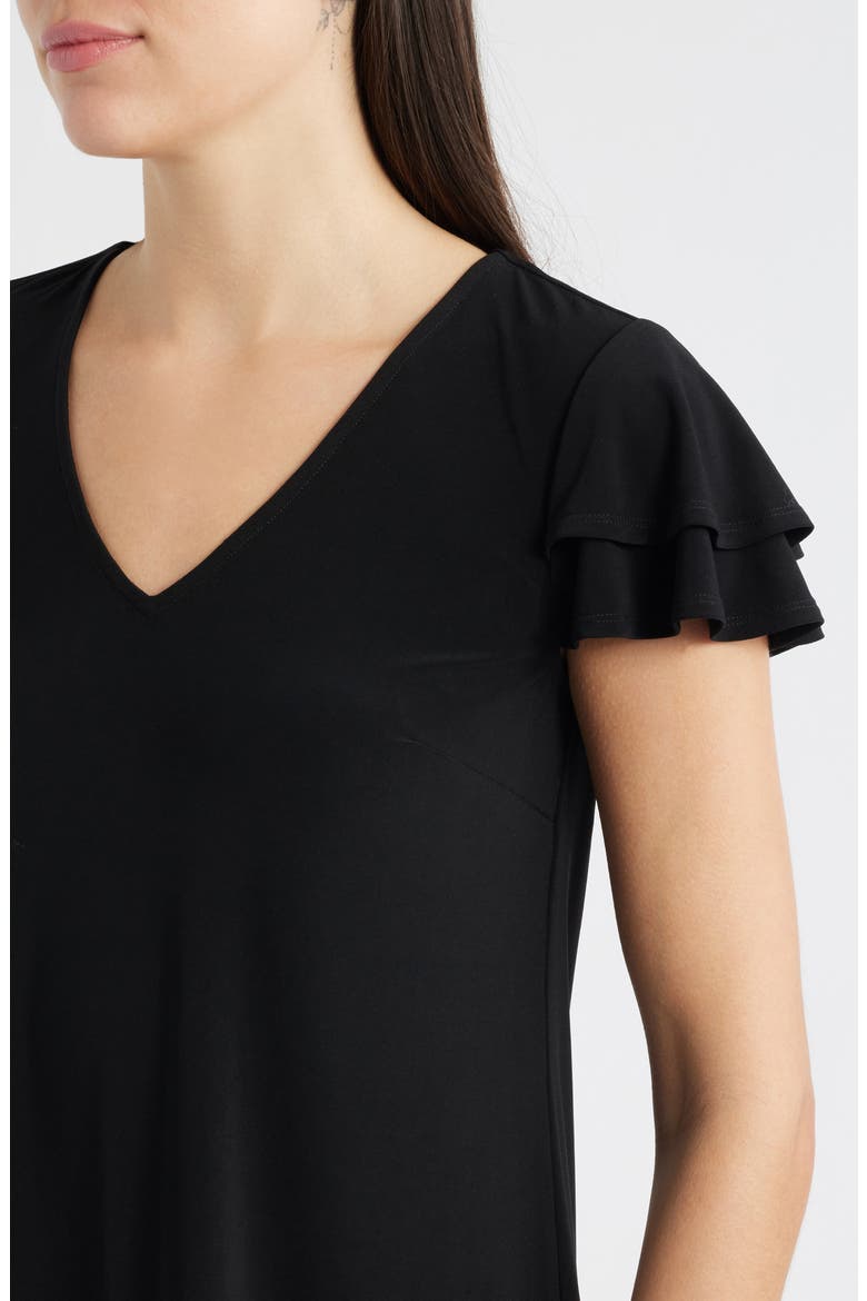 Flutter Sleeve Shift Minidress, Alternate, color, ANNE BLACK
