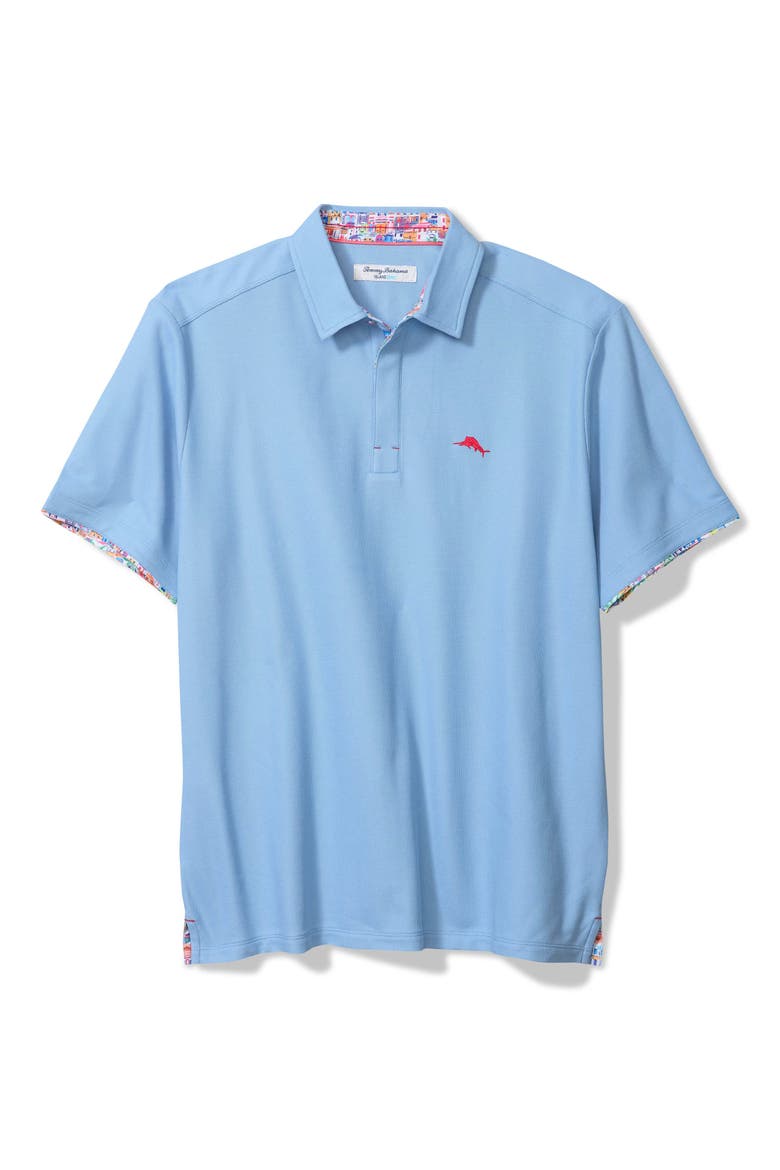 Amalfi Views Five O'Clock IslandZone® Piqué Performance Polo, Main, color, BIG SKY BLUE