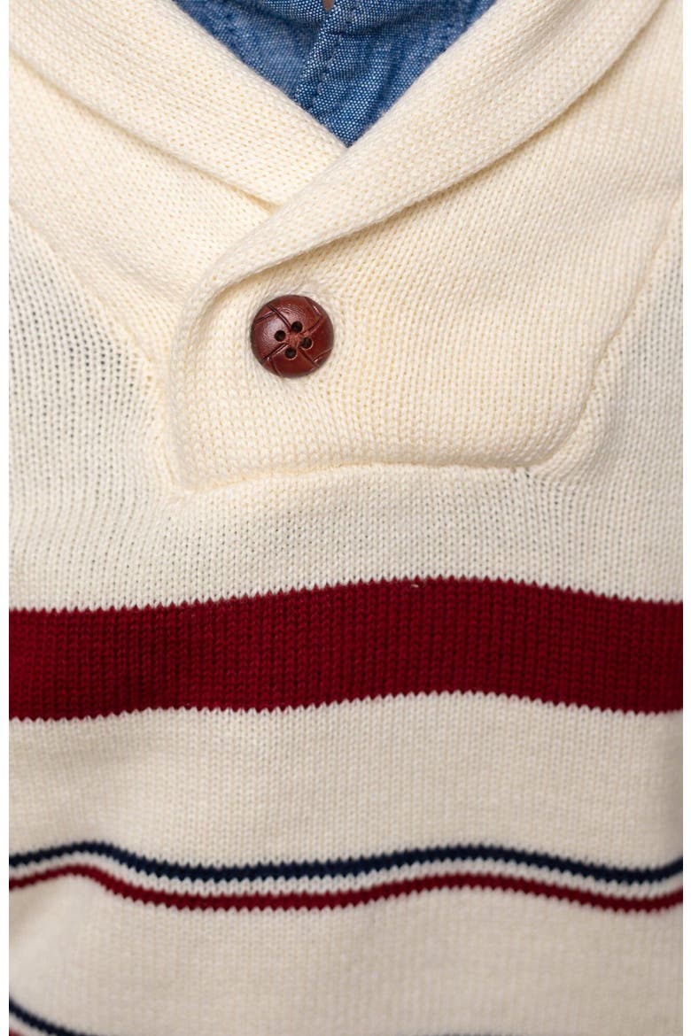 Boys' Shawl Collar Sweater, Kids, Alternate, color, Ivory Stripe