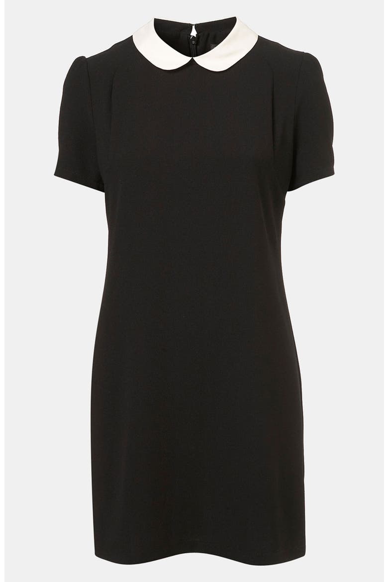 Contrast Collar Shift Dress, Main, color, BLACK