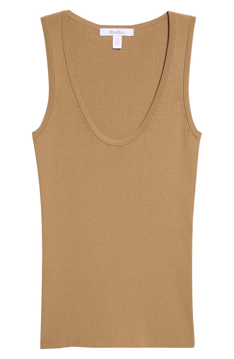 Max Mara Scoop Neck Ribbed Sweater Tank, Main, color, Kaki