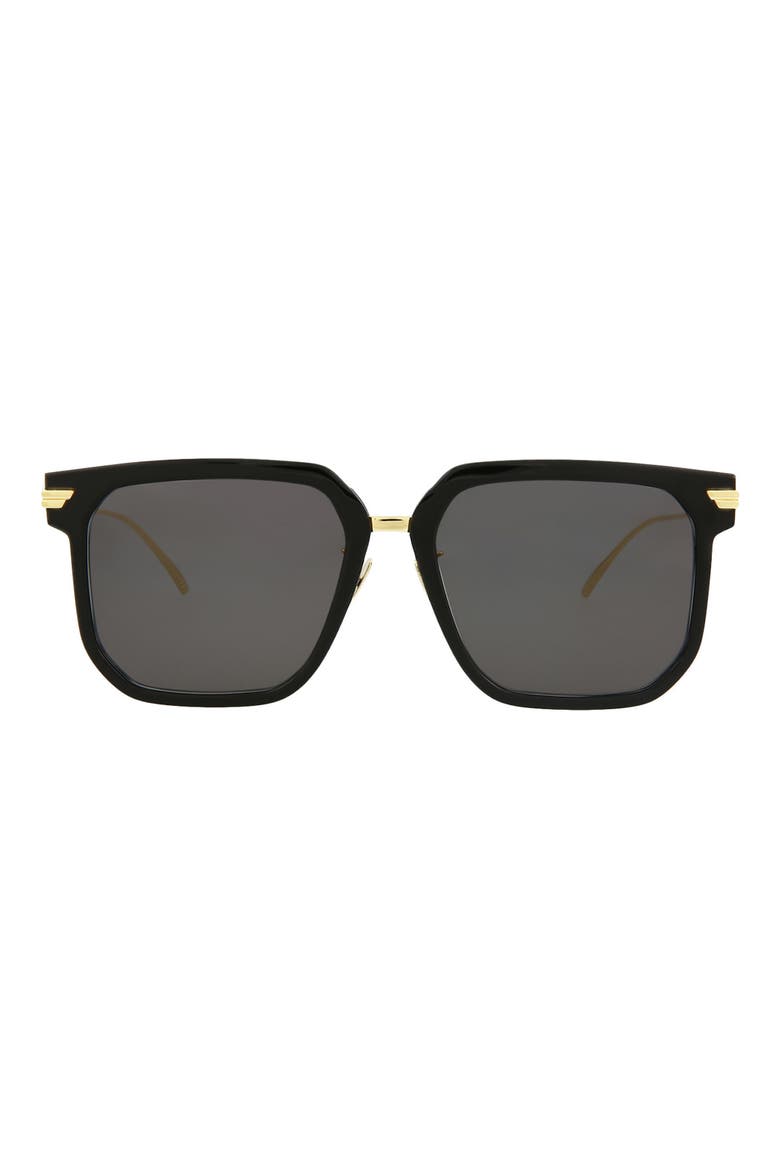 57mm Square Sunglasses, Main, color, BLACK GOLD GREY