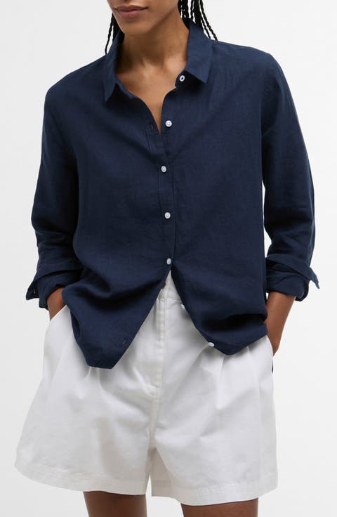 Marine Linen Button-Up Shirt