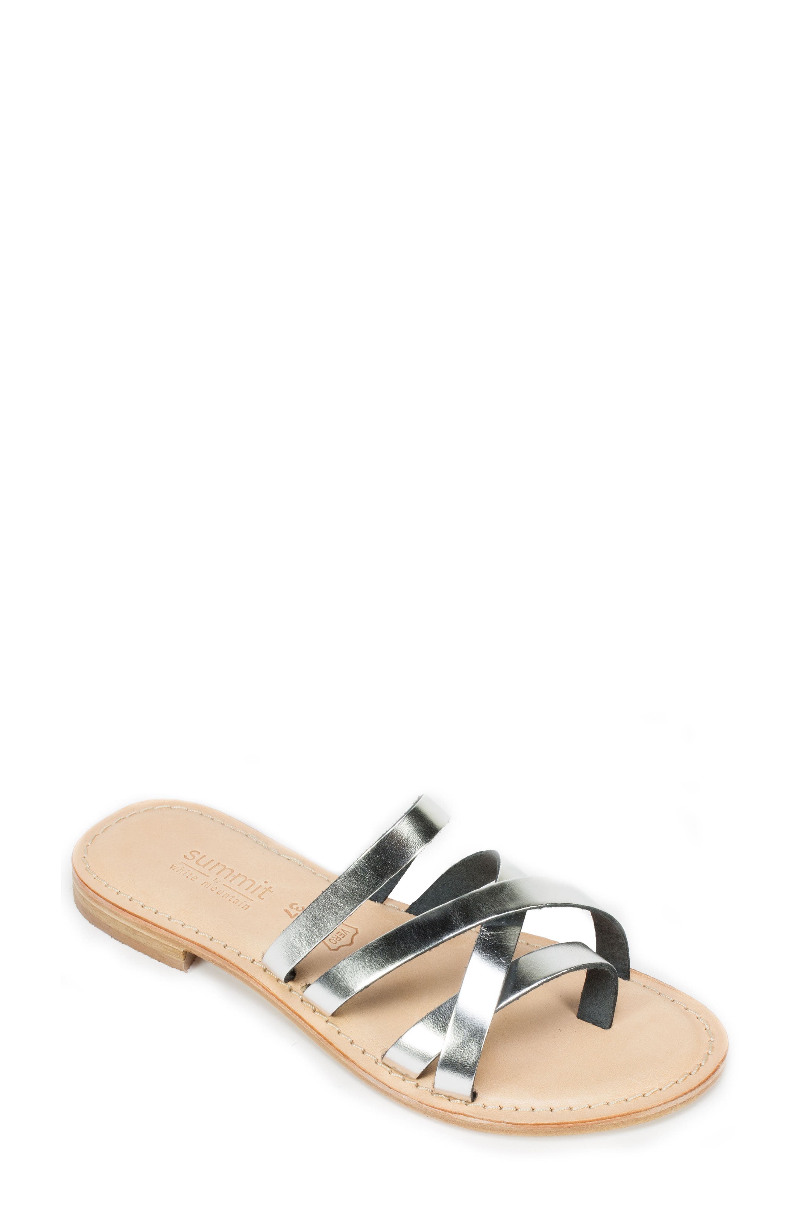 Edlyn Thong Sandal, Main, color, SILVER LEATHER