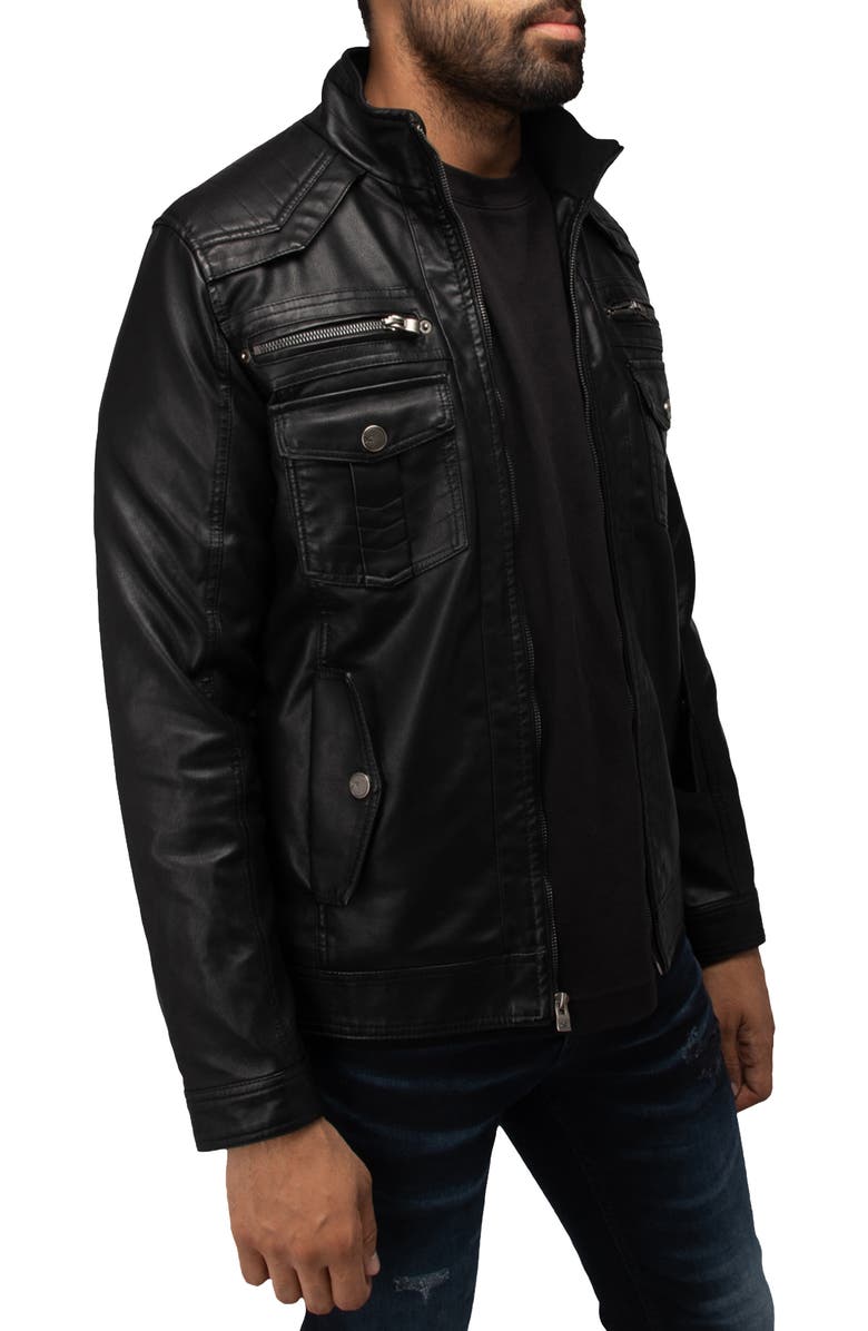 XRAY Faux Leather Utility Jacket, Alternate, color, Black