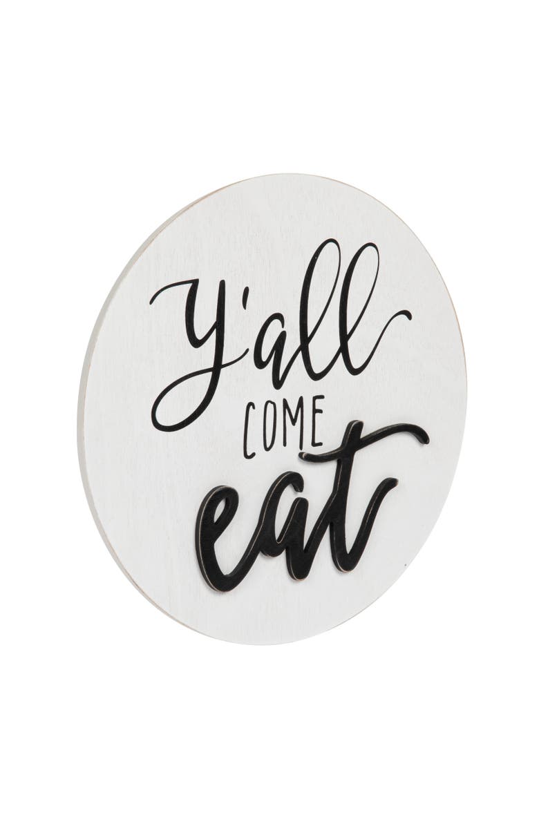 Storied Home "Y'all Come Eat" Square Pine Wood Wall Décor, Main, color, Black