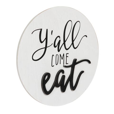 "Y'all Come Eat" Square Pine Wood Wall Décor