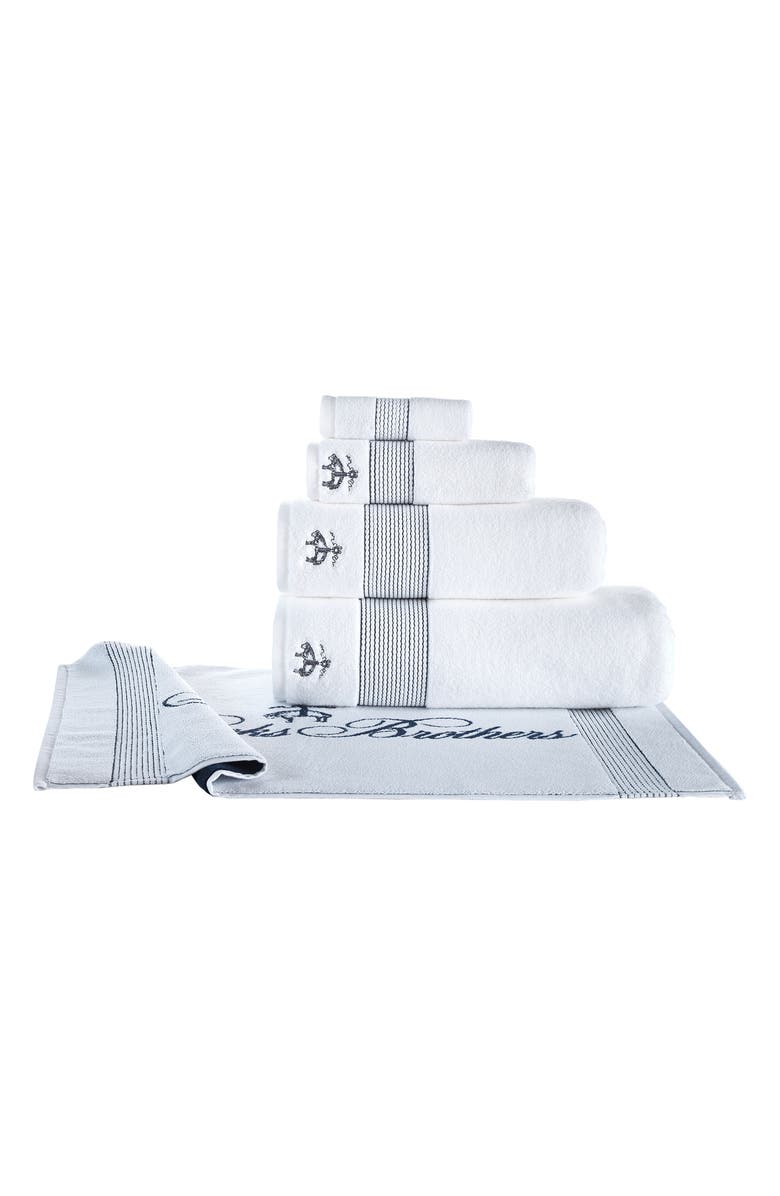Brooks Brothers Set of 3 Stripe Towels, Alternate, color, Anthracite