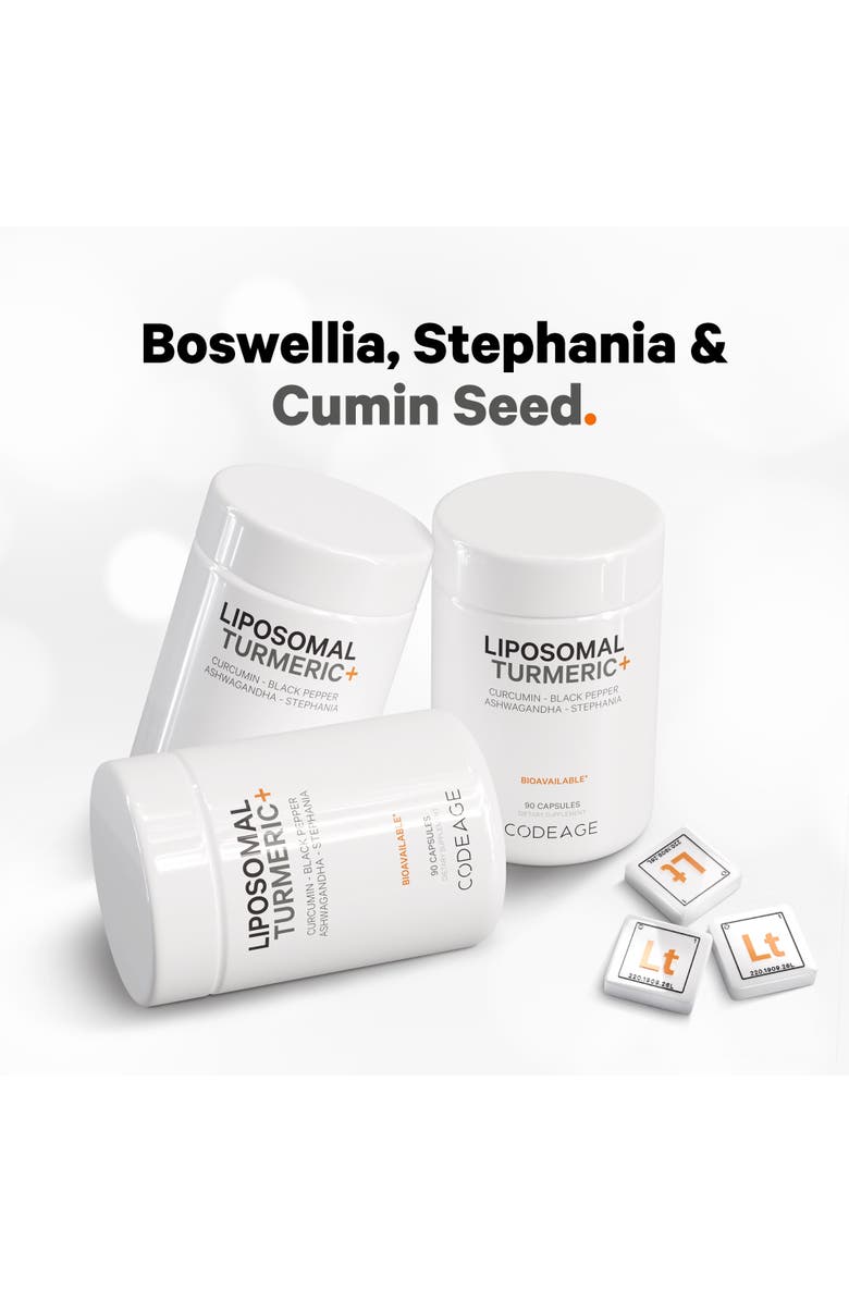 Codeage Liposomal Turmeric - 95% Curcumin Extract Supplement, Alternate, color, White