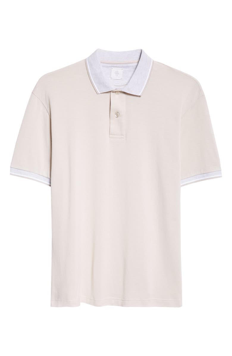 Eleventy Tipped Piqué Knit Polo, Alternate, color, Sand