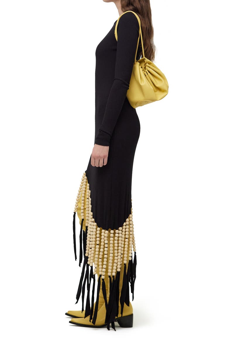 Simon Miller Topsy Beaded Fringe Long Sleeve Dress, Alternate, color, 
