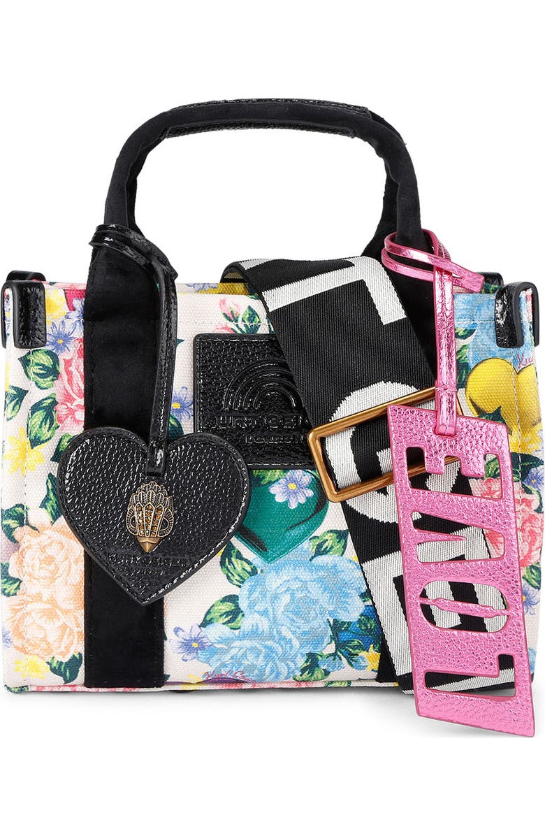 Kurt Geiger London Extra Small Southbank Floral Canvas Tote, Main, color, Charcoal