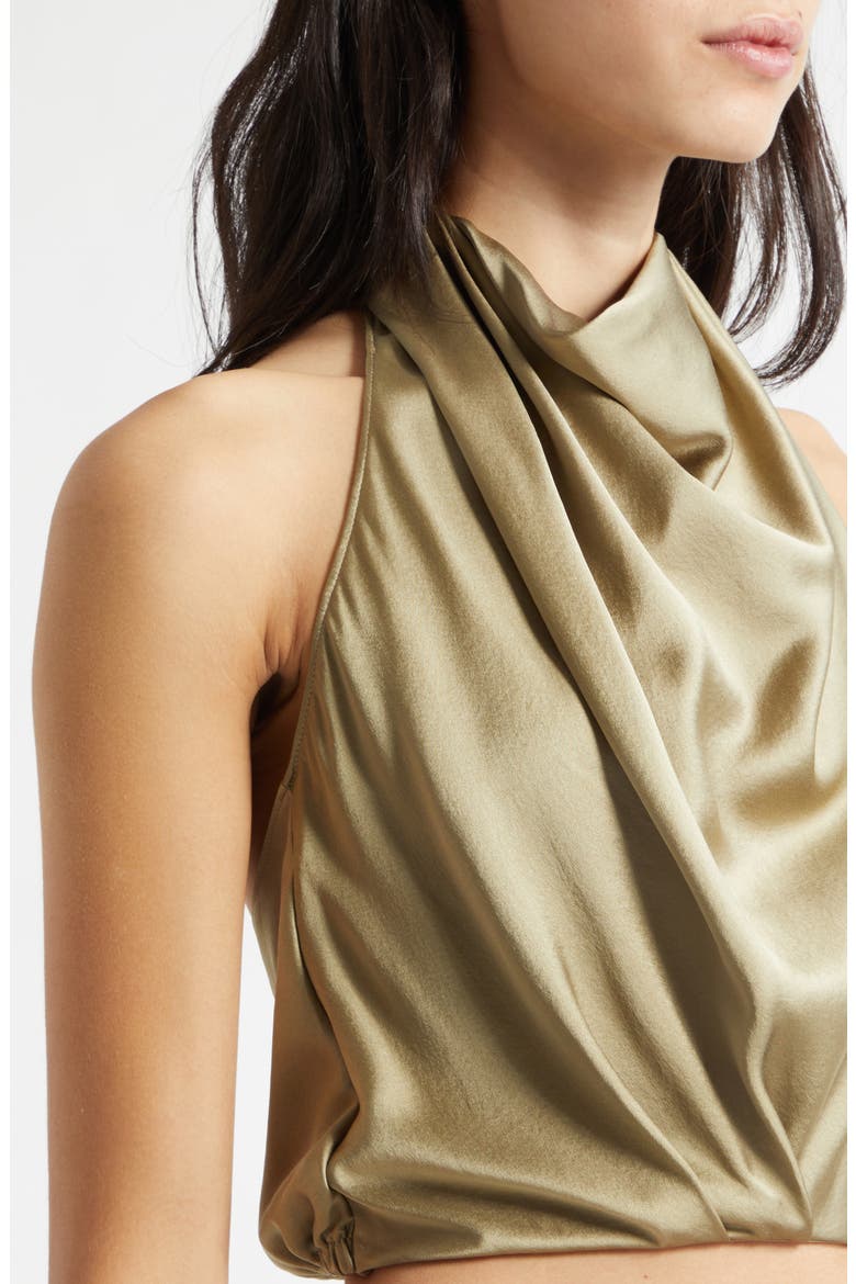 Libbie Crop Stretch Silk Halter Top, Alternate, color, SAFARI